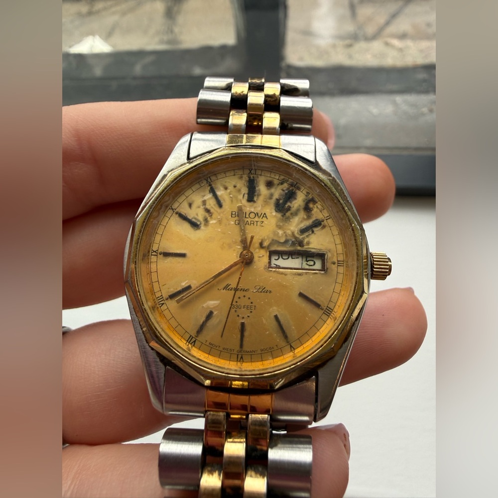 Vintage Bulova Marine Star Two-Tone Day Date Watch – Parts / Repair - Picture 2 of 9